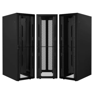 DT 42 RU, 24"W, 48"D; M6 Square,Power Panels, HD Casters, Curved Front Vented, French Rear Vented, Solid Sides, Black