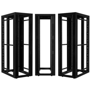 DT 48 RU, 32"W, 48"D; M6 Square,Power Panels, HD Casters, Open Rack, Black