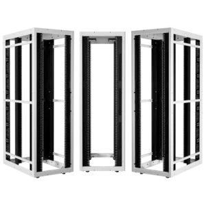 DT 48 RU, 32"W, 48"D; M6 Square,Power Panels, HD Casters, Open Rack, White